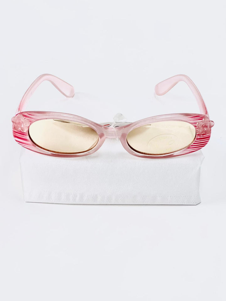 Children's sunglasses UV - Pink striped & clear with flower