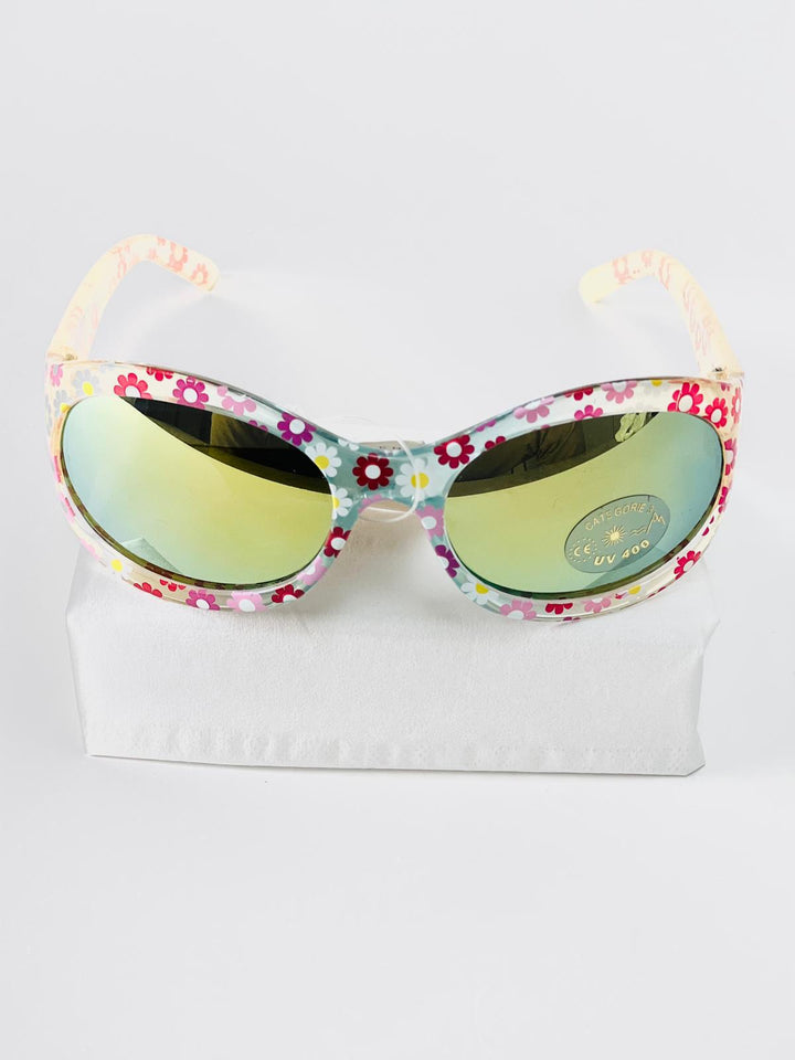 Children's sunglasses UV - yellow & blue with flowers