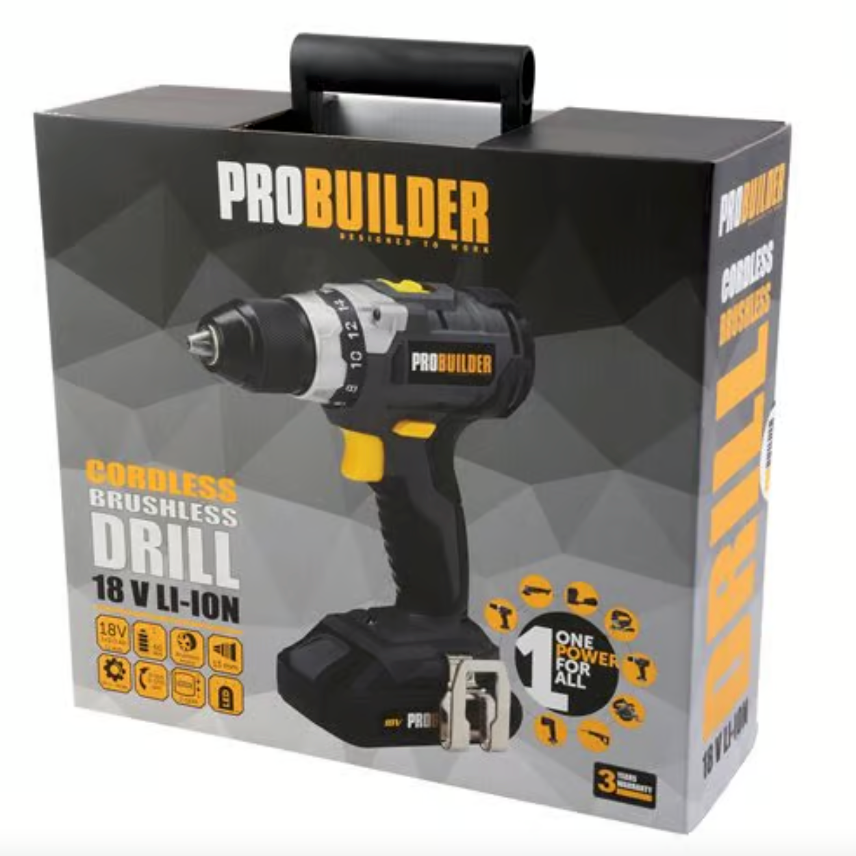 PROBUILDER CORDLESS DRILL SCREWDRIVER 18V LI ION PROBUILDER