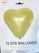 Its Party Time - Hjerte balloner 15stk Gul 30cm - Dollarstore.dk