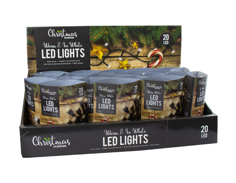 Buy White LED Christmas string lights 20 LEDs (with pdq) online here