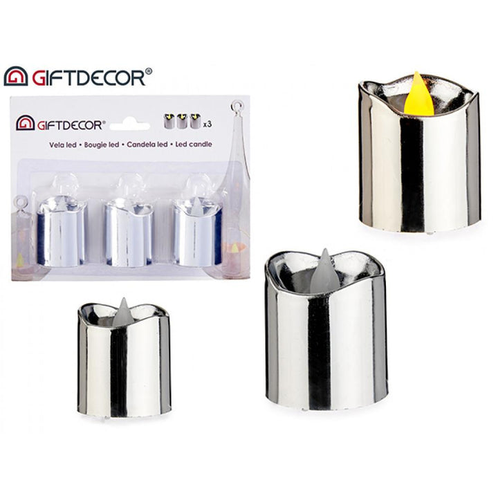 Giftdecor - Sølv  3x Led lys inkl batterier