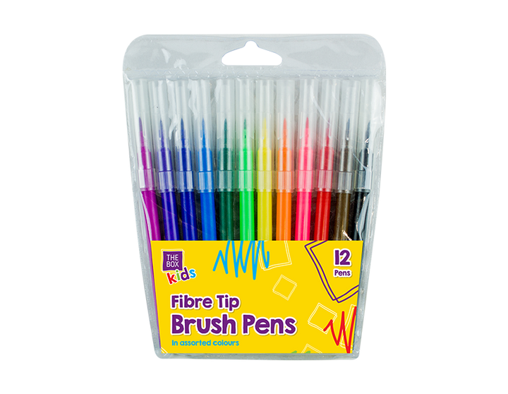 Fiber Tip Børste Kuglepenne - 12 Stk - Dollarstore.dk