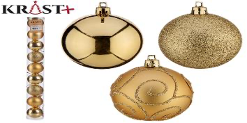 Krist - Christmas Baubles Pole Gold 6cm - 9pcs