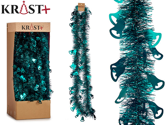 Krist - Garland 200x9cm - Metallic Green Color With Bells