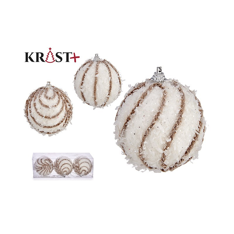 Krist 3pcs Candy Cane Christmas Baubles - Fabric &amp; Artificial Snow