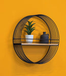 Wall stand Linea round black with shelf