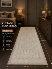 Vintage Elegance Løber – Creme/Beige 90 x 200 cm