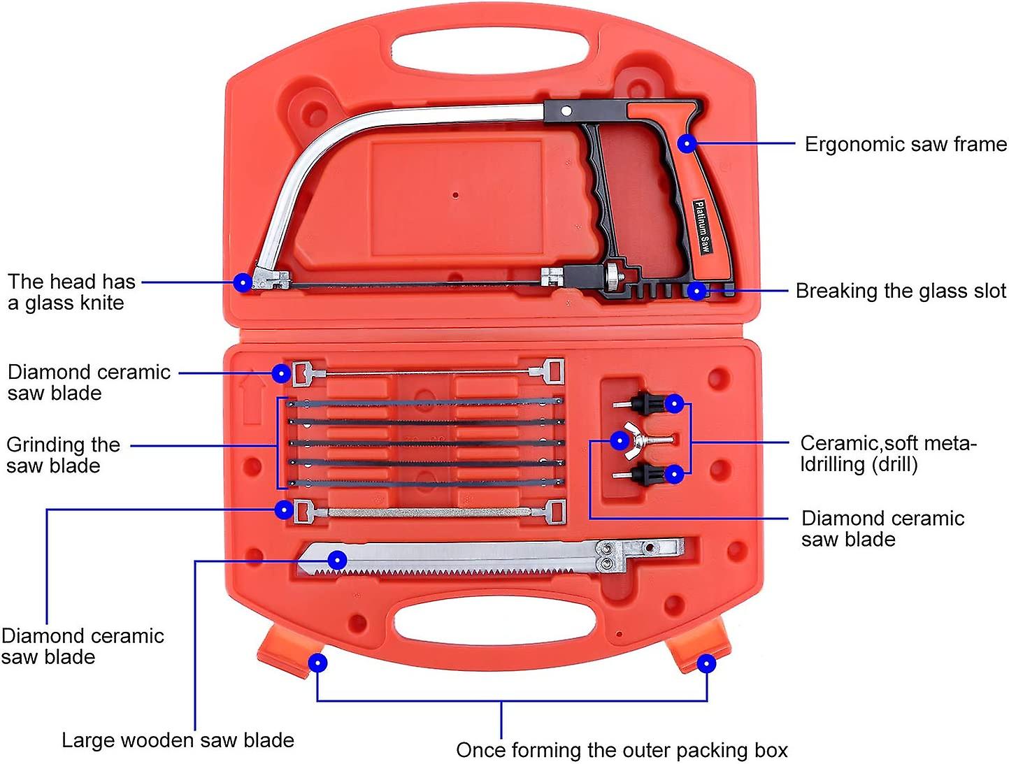 Pro tools - 12-piece saw set for tiles, wood, metal, plastic, glass and more