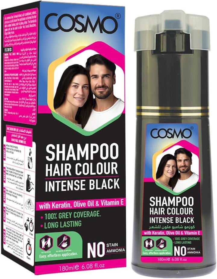Cosmo Hårfarve Shampoo – [Intense Black] (180 ml)