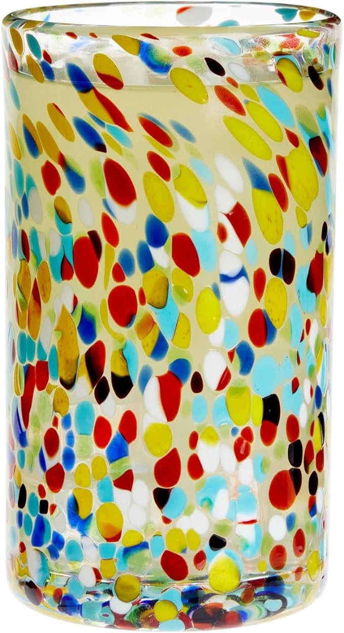 Drinking glass Large (Mexican Mouth Blown) - Colored dots