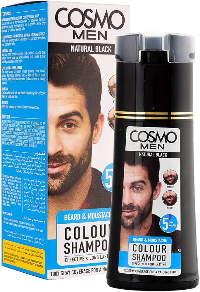 Cosmo Hårfarve/ Skæg Shampoo – [Natural Black] (180 ml)