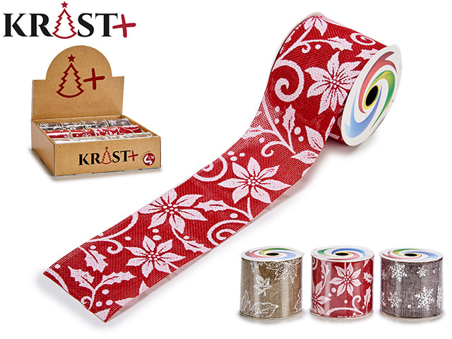 Gray gift ribbon with print 6.5 x 270cm (Read info)
