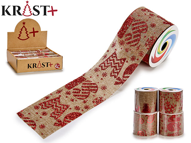 Gray Gift ribbon with print 6.5 x 270cm (Read info).