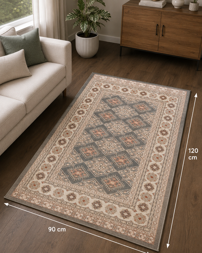 Vintage Oriental Tæppe – Grå/Beige 90 x 120 cm