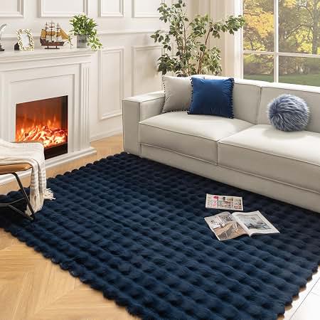 Velour Bubble Tæppe 160x230 cm – Midnight Blue