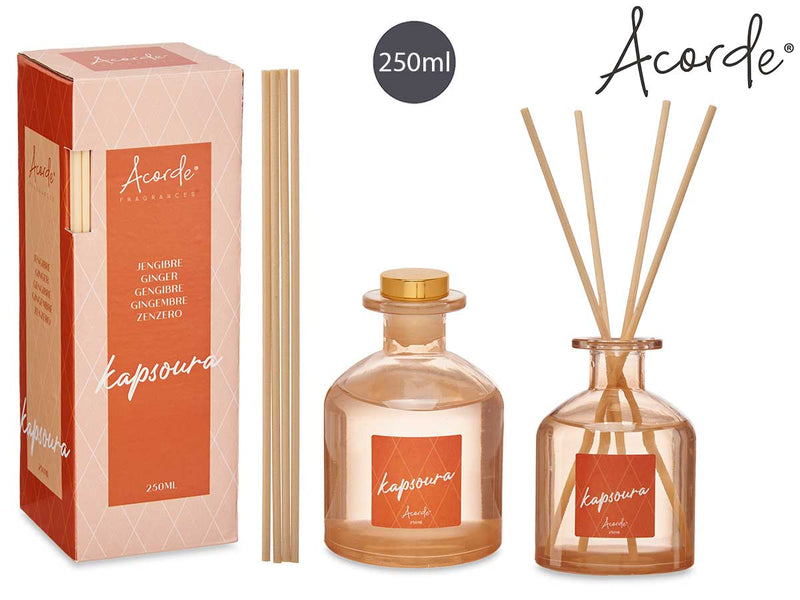 Acorde - 250 ml Fragrant liquid glass with scent sticks gift box Ginger