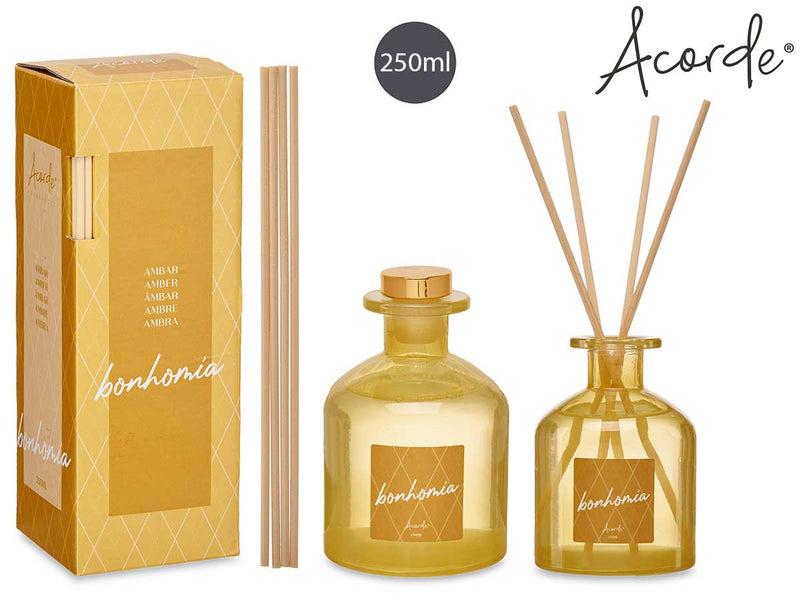 Acorde - 250 ml Fragrant liquid glass with scent sticks gift box Amber