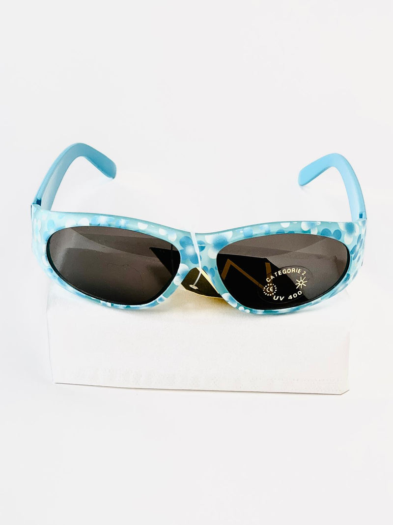 Children's sunglasses UV - light blue matte with flowers