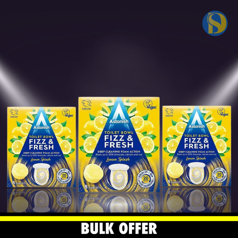 Bundle Offer - 3 x Astonish Toilet Bowl Fizz &amp; Fresh Tabs 8pc - Lemon Splash