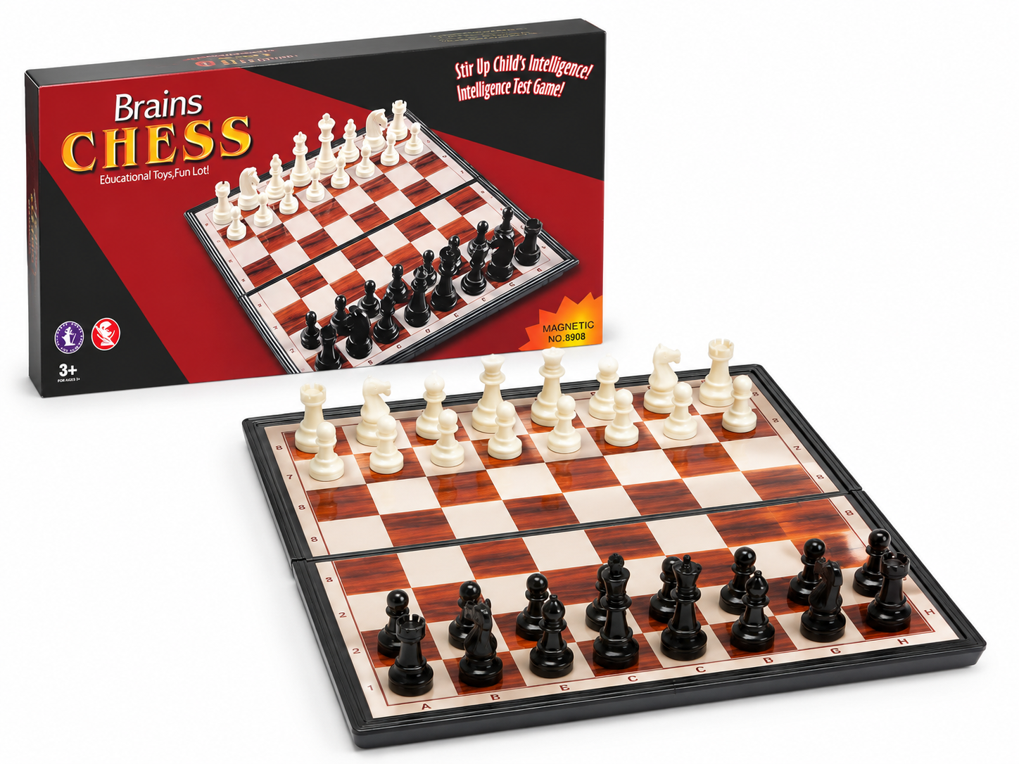 Skakspil – Foldbart Magnetisk Skakbræt 36 × 36 cm