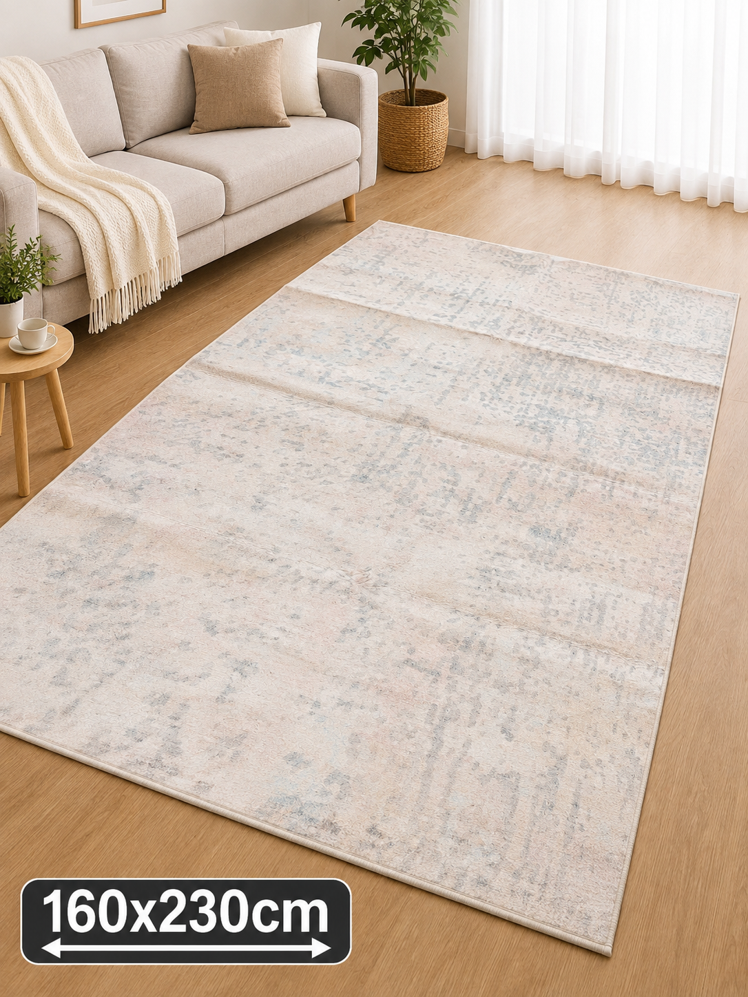 Soft Blush Tæppe 160x230 cm med Skridsikker Bund
