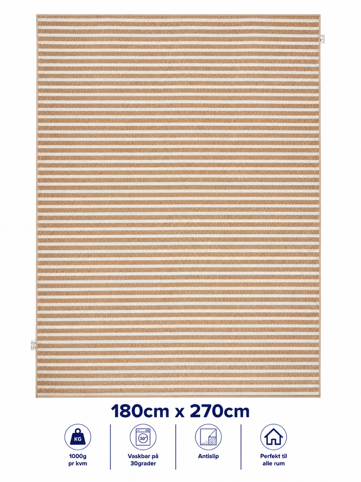 Stilrent tæppe 180x270 cm - Nordic Sand Stripe