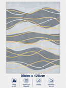 Stilrent tæppe 90x120 cm i lys og mørkeblå med gule striber