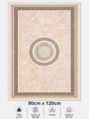 Stilrent tæppe 90x120 cm i beige med brune detaljer og let pink skær
