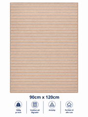stilrent tæppe 90x120 cm i beige med brune striber