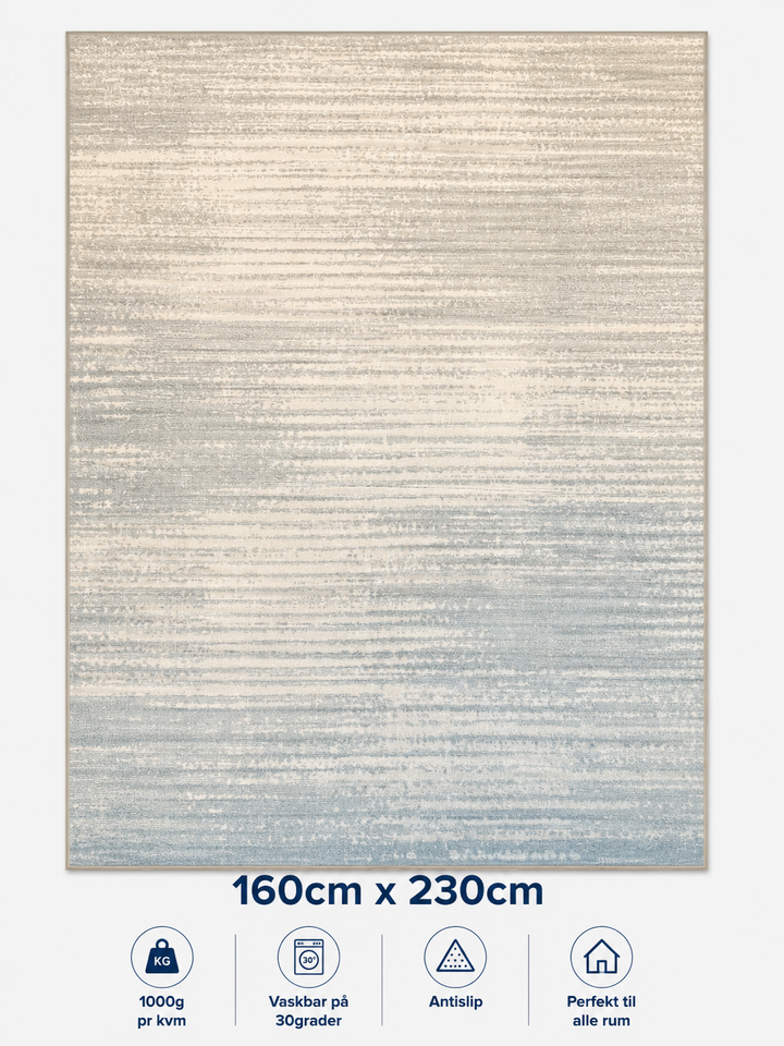 Stilrent tæppe 160x230 cm, Nordic Mist Blue