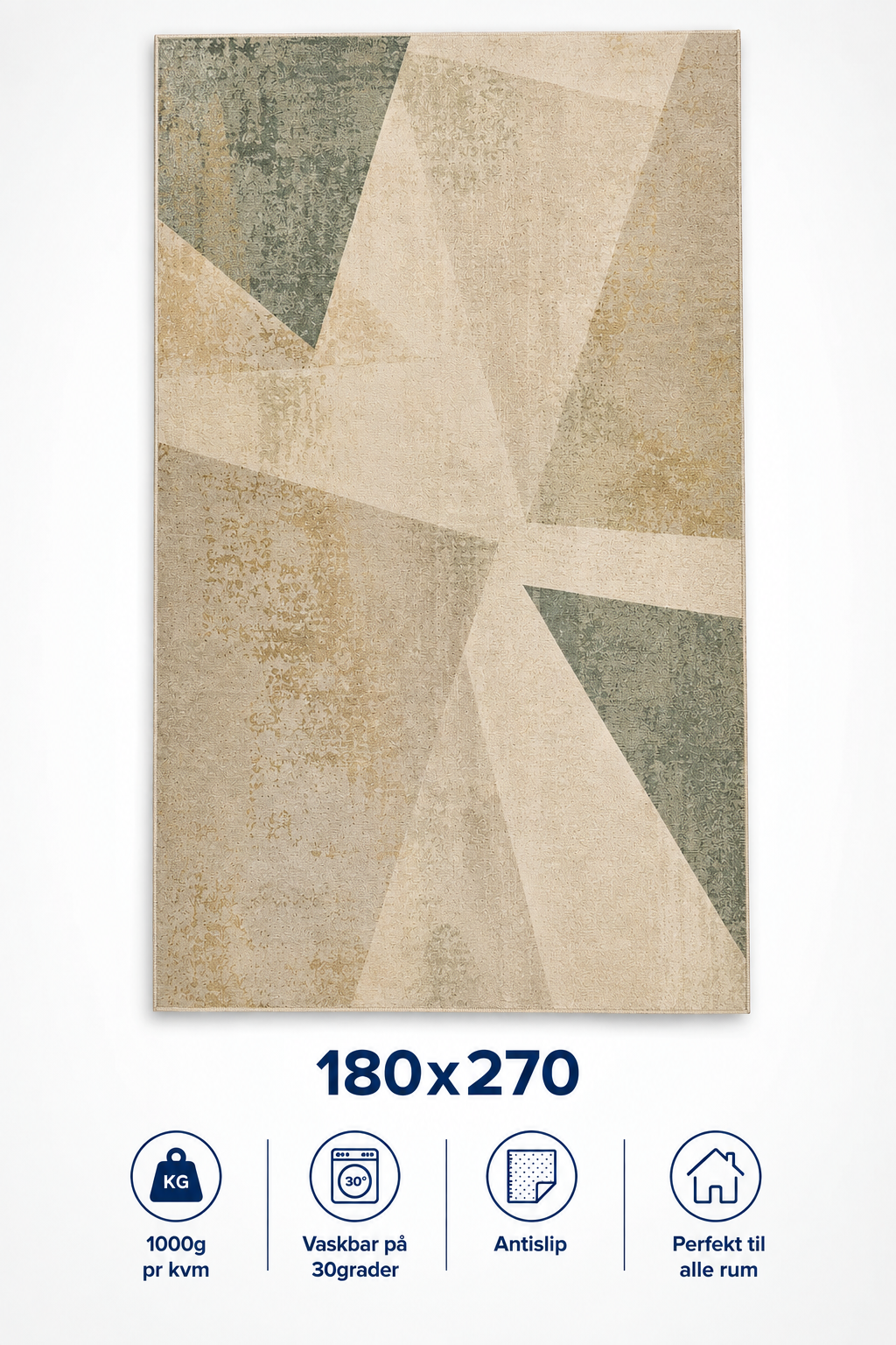 Nordic Geo Tæppe - 180×270 cm Sandstone med matte Detaljer