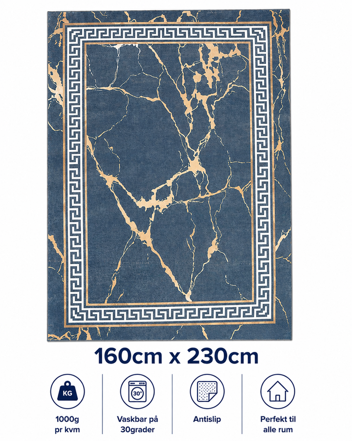 Stilrent tæppe 160x230 cm, Royal Marble Blue