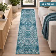 Monte Carlo Løbertæppe – 62x200 cm Turkis, Blå & Ivory