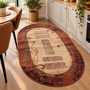 Vintage Mosaic Tæppe - 160×240 cm Rød & Beige Oval