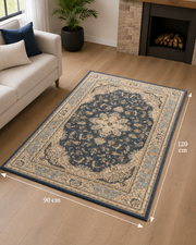 Imperial Garden Tæppe – Marineblå/Beige 90 x 120 cm