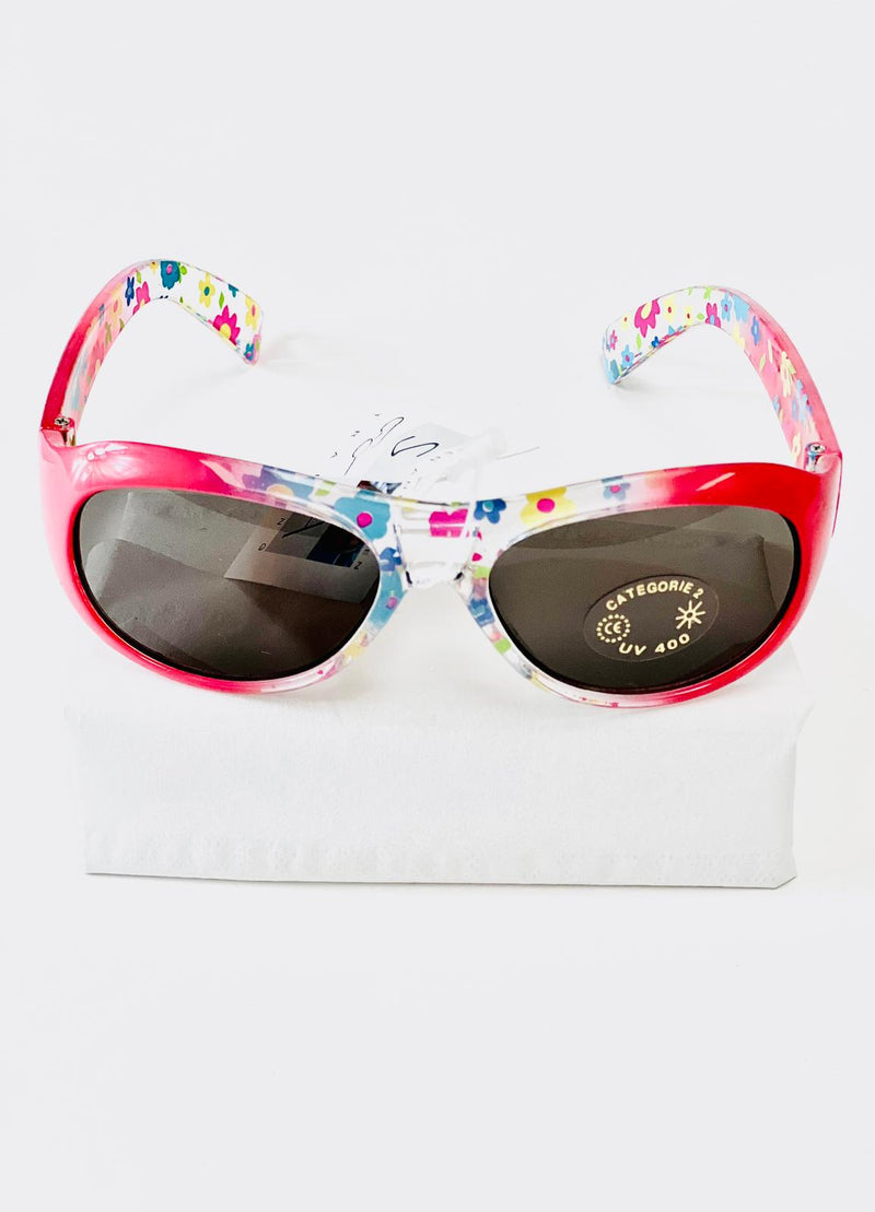 Children's sunglasses UV - Pink with flowers on the side