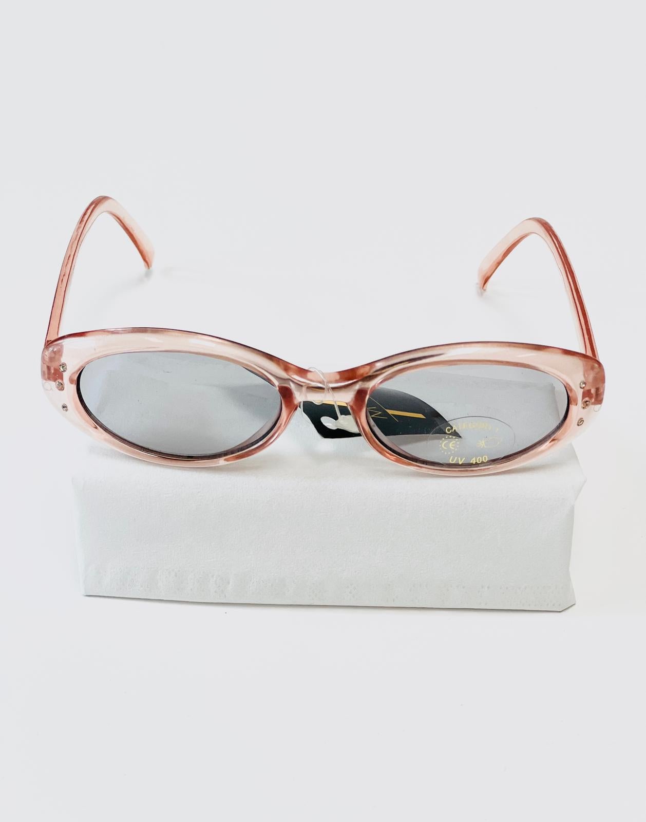 Children's sunglasses UV - Clear pink with diamond beads