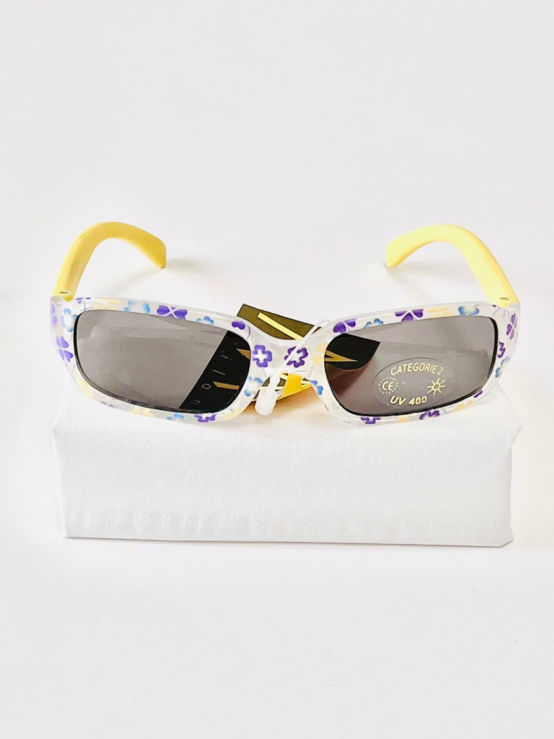 Children's sunglasses UV - Yellow &amp; clear with flowers