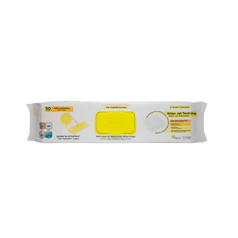 DeepFresh Mop / Gulvrensningsklude – 50 stk – Lemon Duft – Klar til brug