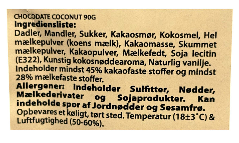 3 Poser Chokolade Dadler med Mandel og Kokos