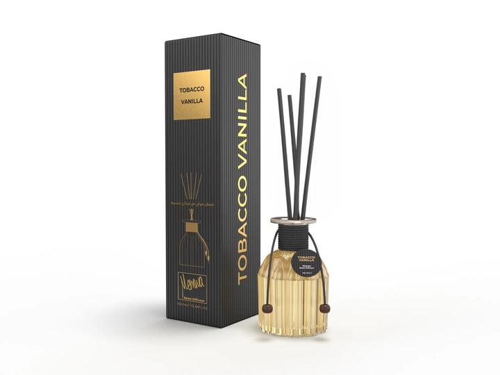 Aromadiffuser 100ml (Tobacco Vanilla) med pinde i stilfuldt glas