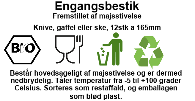 Biobaseret Engangsskeer 168 mm | 12 stk. | Majsstivelse