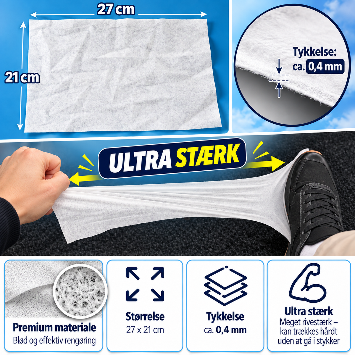 Confy XXL 100 Rengøringsklude – Herbal Soap Added – 100 stk. / 1200 g