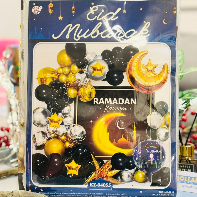 Temasæt til ramadan med banner og balloner