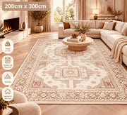 Heritage Medallion Tæppe - 200x300 cm Gråhvid & Terracotta med Klassisk Mønster
