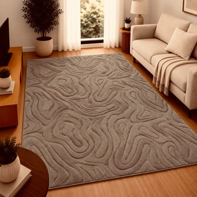 Wave Flow Tæppe – 160x230 cm – Taupe Mushroom