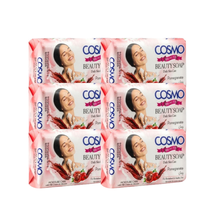 Cosmo Beauty Soap 6-pak a 125g – Sæbebarer til vask og personlig pleje (Granatæble)