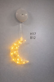 Måne med LED lys på sugekop 17cm, batteridrevet (ekskl,)