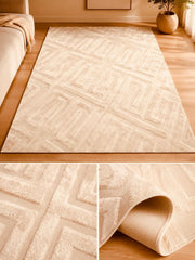 Moderne Relief Tæppe 160x230 cm – Creme/Beige
